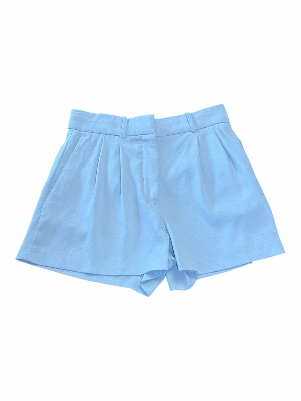 Babaton Sky Blue High-Rise Pleated Bermuda Shorts